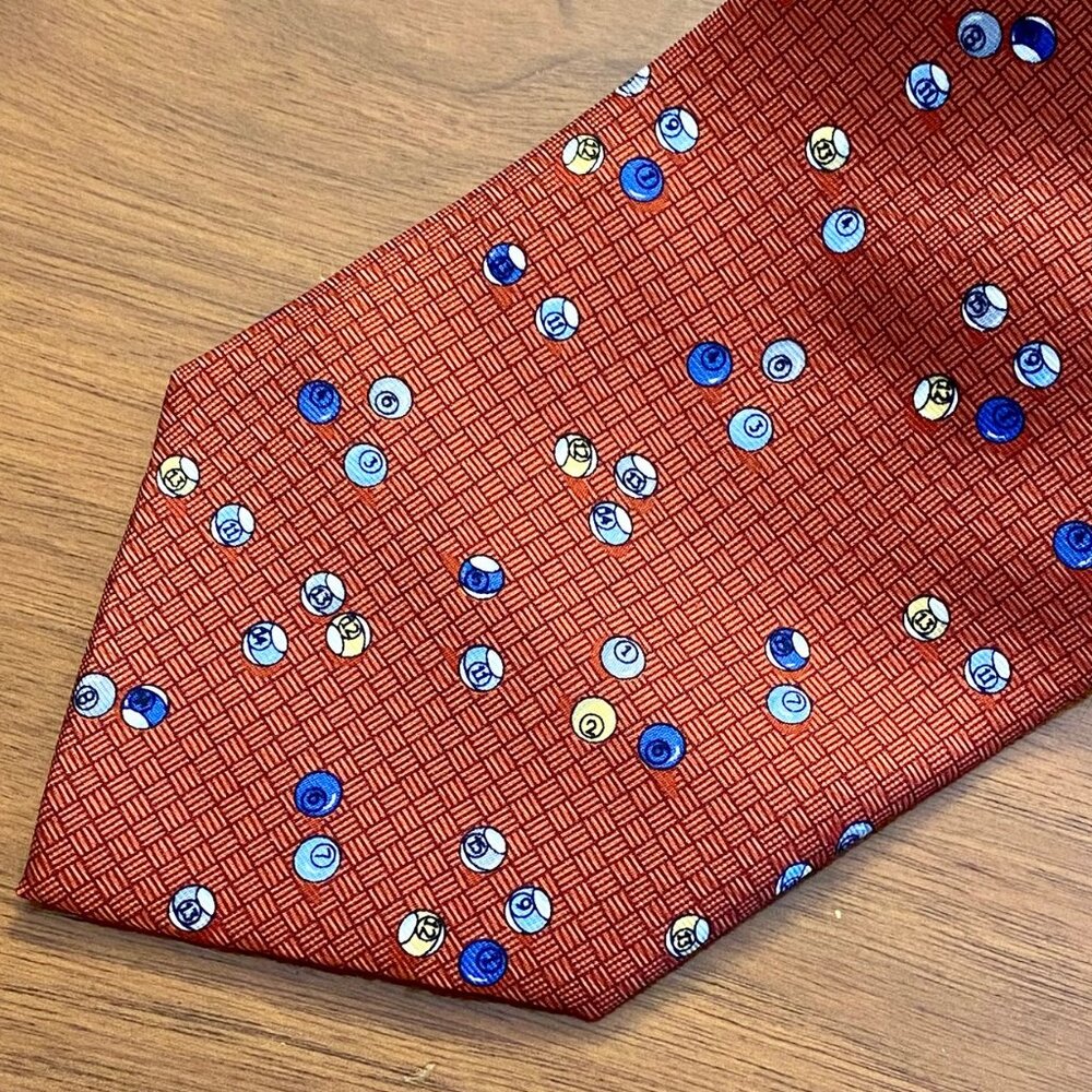 -Beaufort Tie Rack 100% Silk Italy made Billiard/Pool Balls Copper Men's Necktie